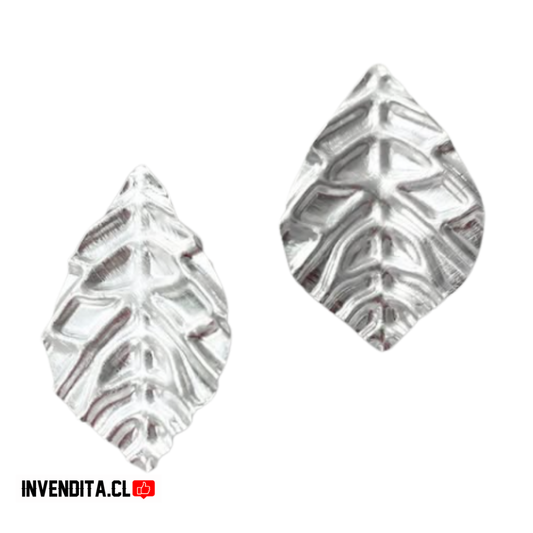 Aros de Plata 925 hoja texturizada