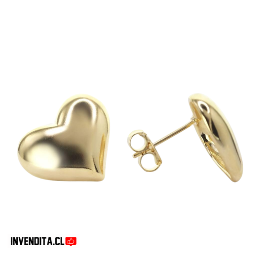 Aros enchapados en oro diseño corazón liso