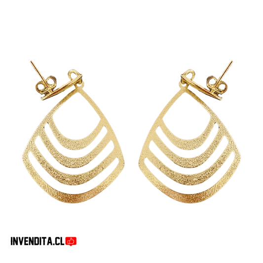 Aros enchapados en oro hoja con patrón Chevron