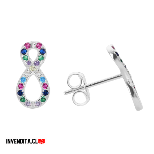 Aros de plata 925 infinito con circones de colores