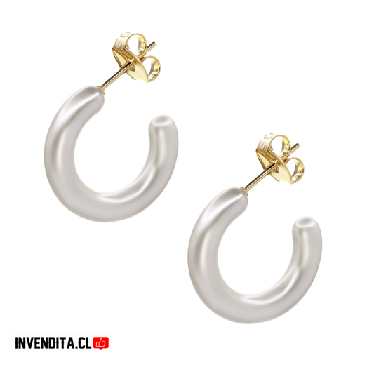 Aros enchapados en oro argollas de perla de imitación