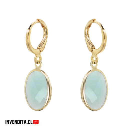 Aros enchapados en oro argolla con resina turquesa