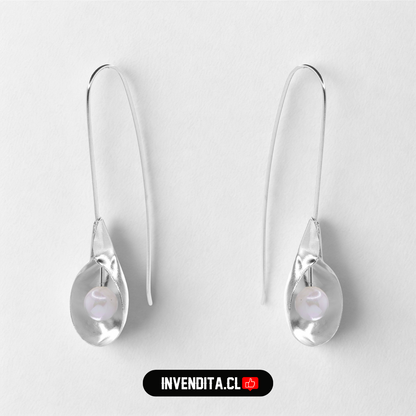 Aros de Plata 925 estilo flor con perlas