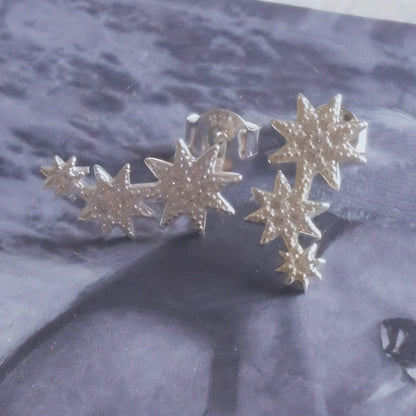 Aros de plata 925 tres estrellas con micro circones