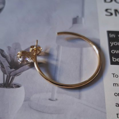 Aros enchapados en oro argollas con circón estilo lady